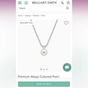 NEW Brilliant Earth Premium Akoya Cultured Pearl Pendant (6mm)